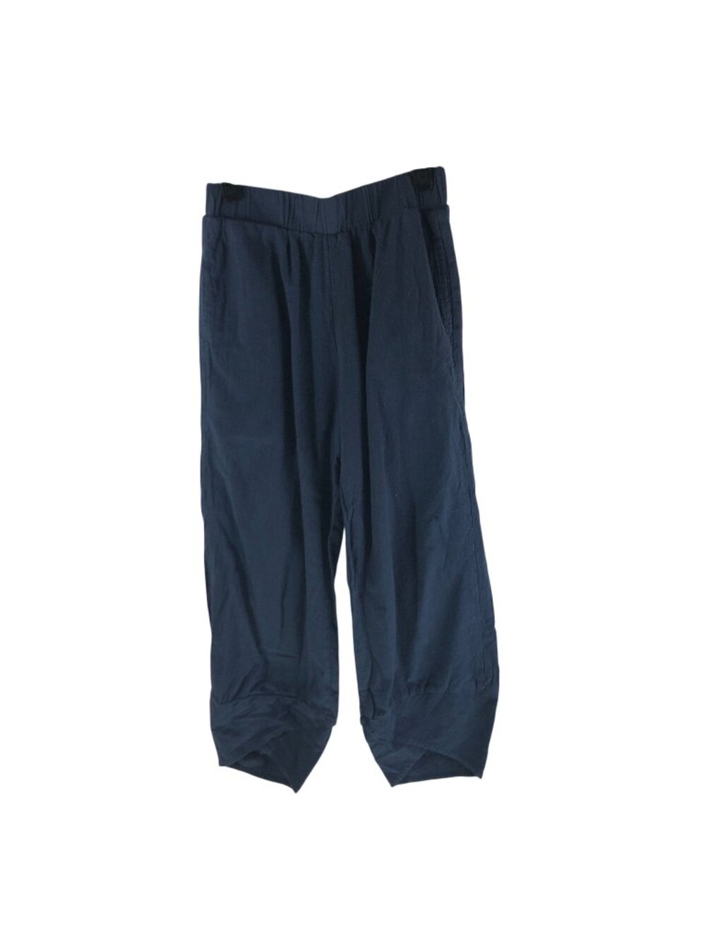 Misslook Womens Navy Blue Cropped Cotton Pants Elastic Waist Tulip Hem Size S